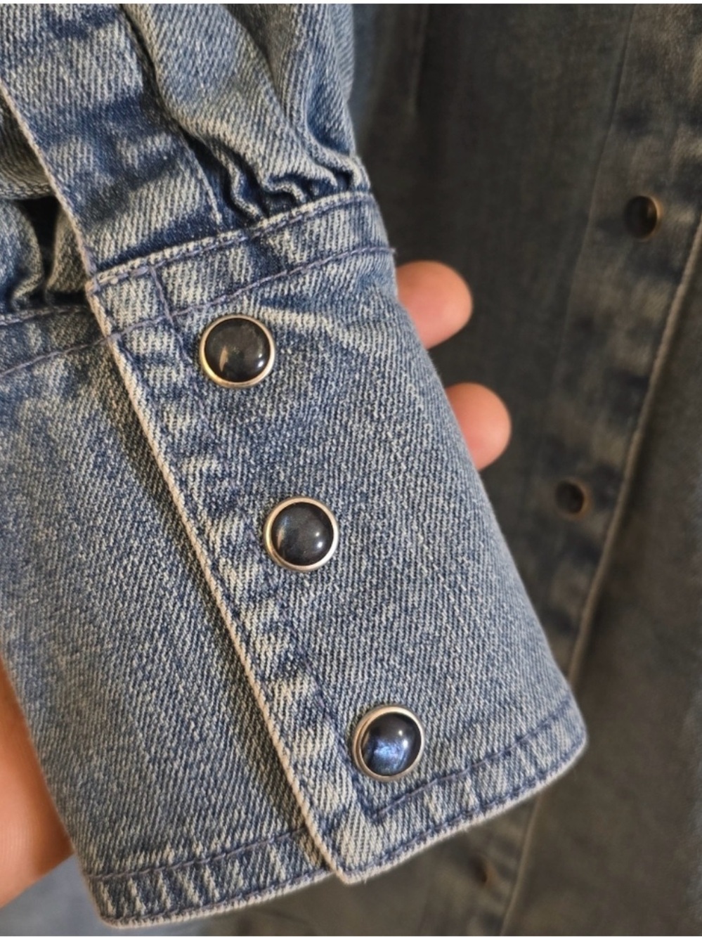 Women's Light Blue Denim Long-Sleeve Shirt Dress - Picture 6 of 7